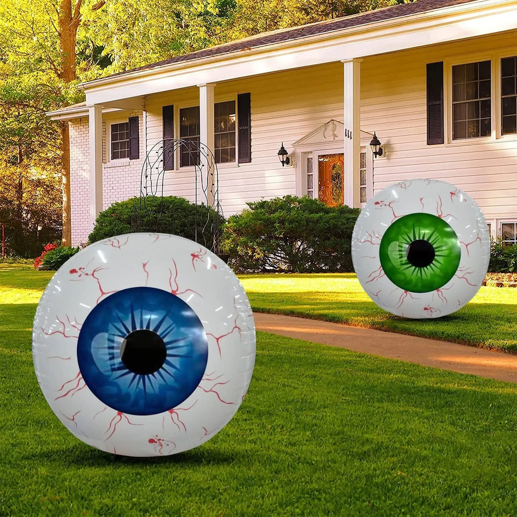 Halloween eyeball inflatable balloon with bloodshot design in green, blue or red colour options