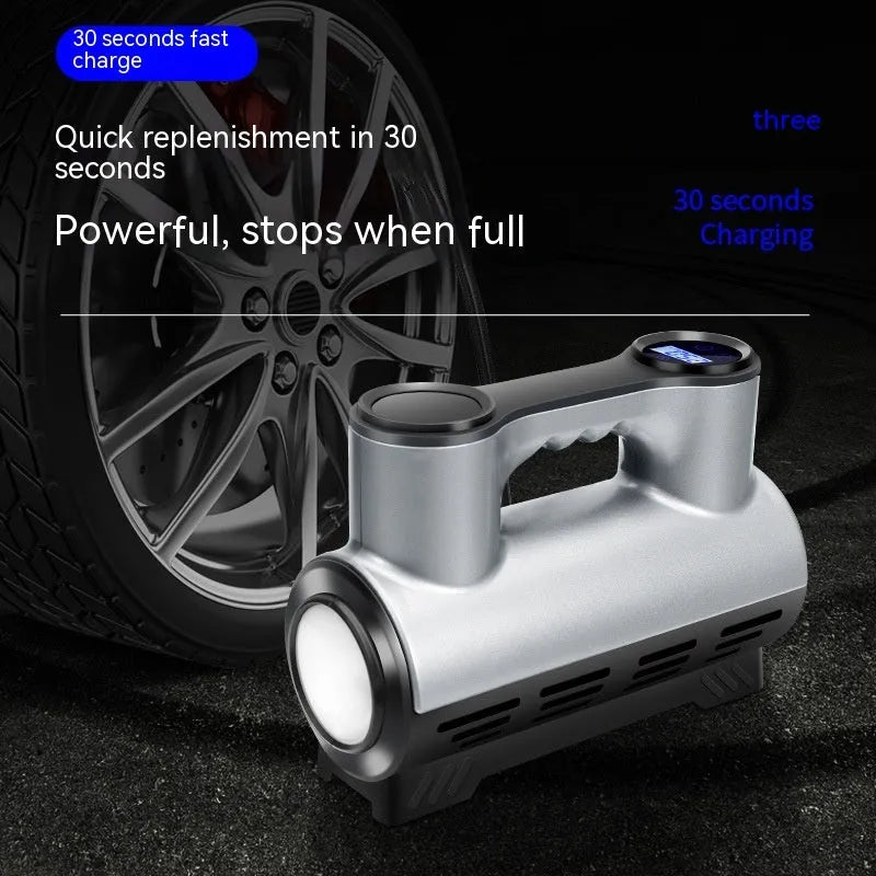 12V portable car tyre inflator with pressure gauge and three air nozzles