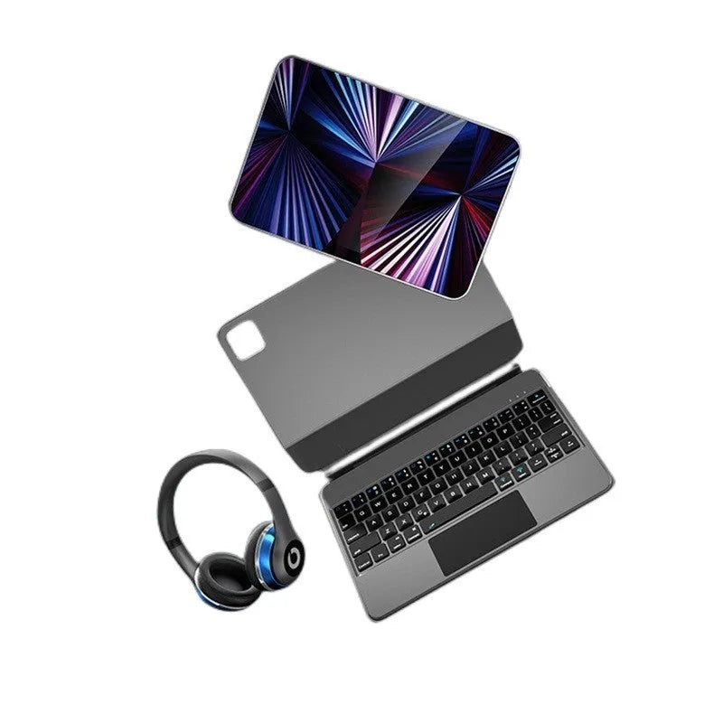 Suspension Magic Bluetooth keyboard with magnetic iPad attachment in black white pink purple or blue