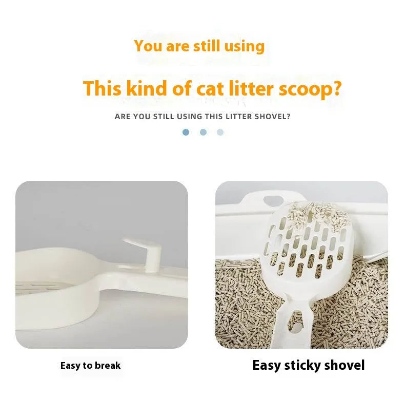 Black metal cat litter scoop with narrow sifting tines