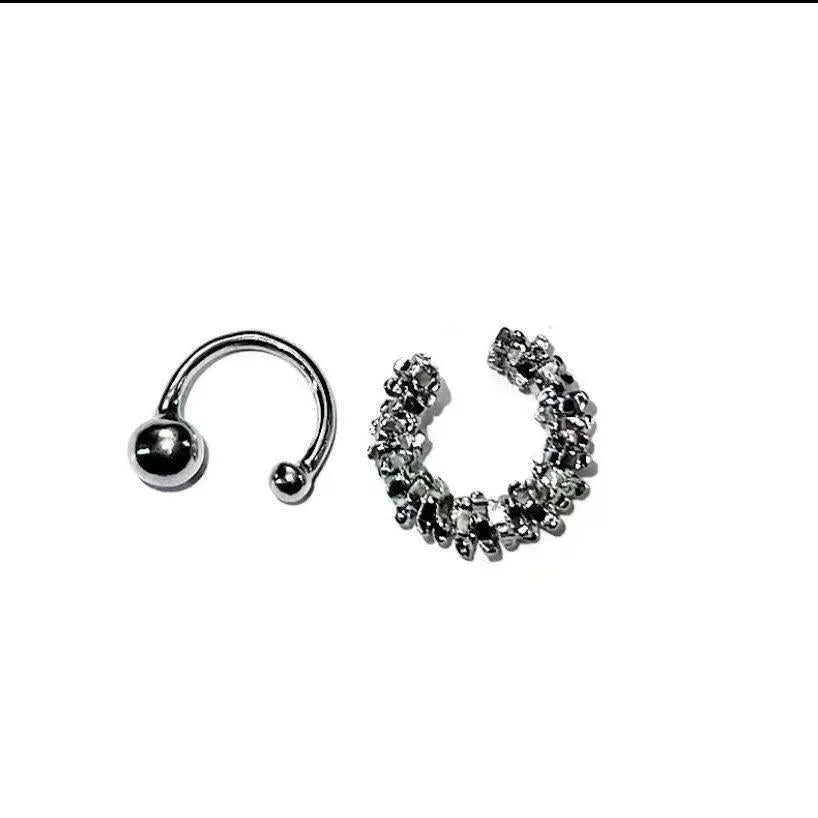 Irregular frosty geometric ear clip earrings in alloy with B4710 colour detailing