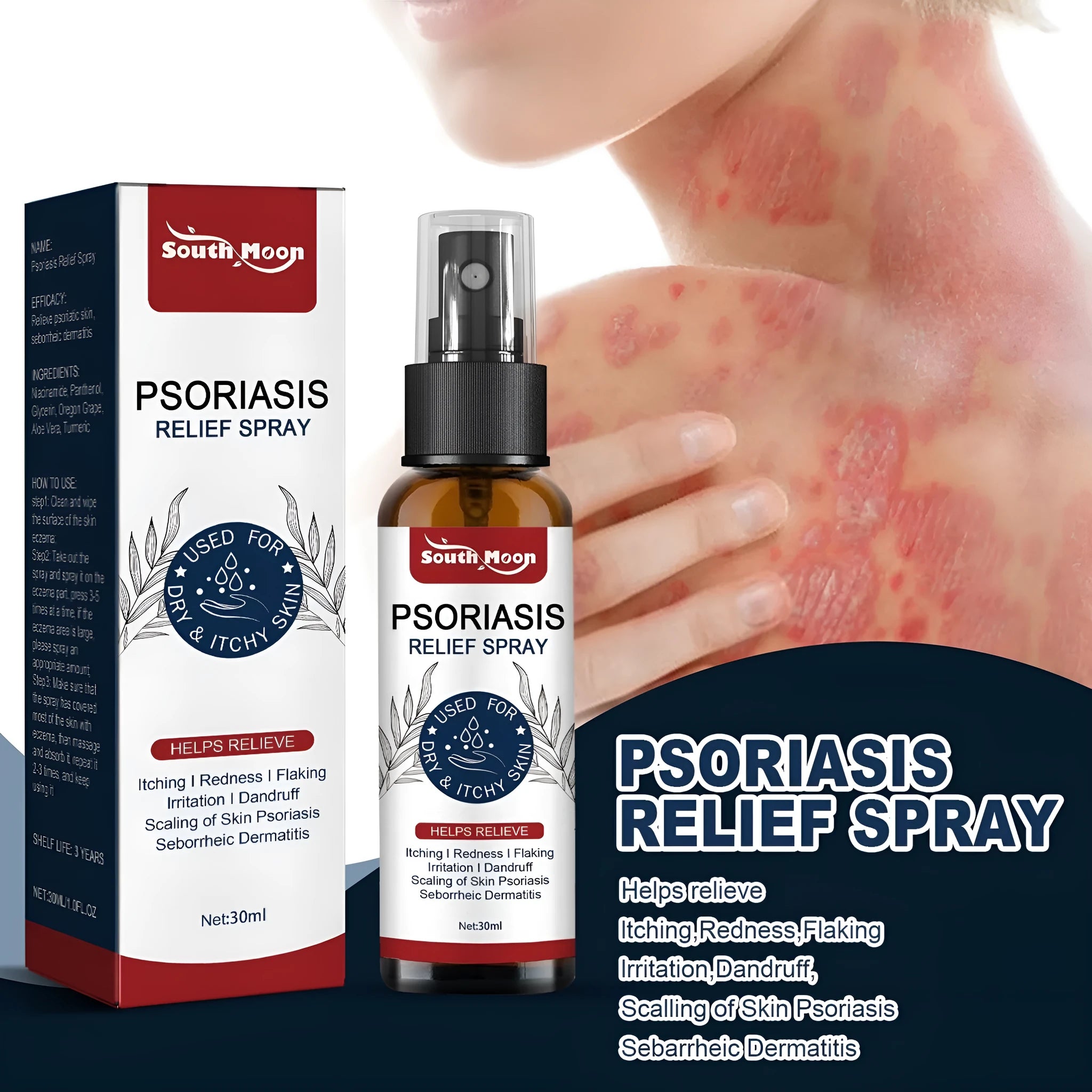 30ml body care spray bottle for dry skin relief with glycerin and aloe vera
