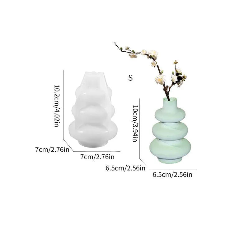 Three layer circle vase silicone mould for decorative baking and craft ornaments