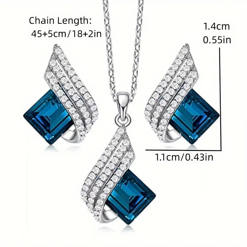 Necklace and earring jewellery set with cross chain design and alloy pendant