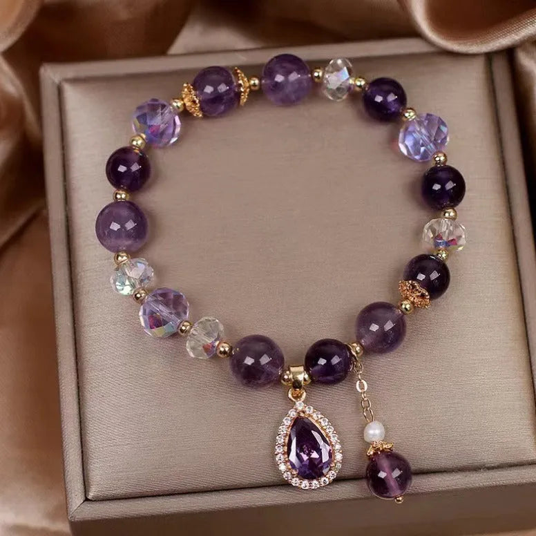 Women's purple amethyst crystal bracelet with micro inlay processing technology