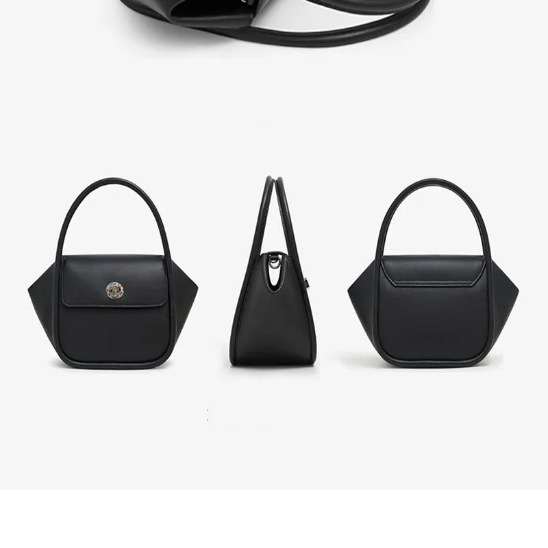 Leather wing-shaped tote cross-body bag in cow leather with single shoulder strap