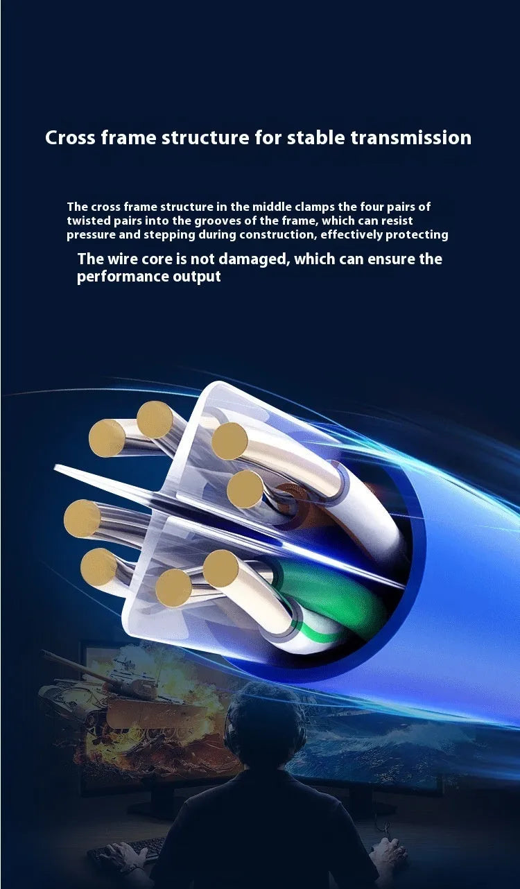 Blue Super Six Gigabit Ethernet cable spool with oxygen-free copper cores for network installations