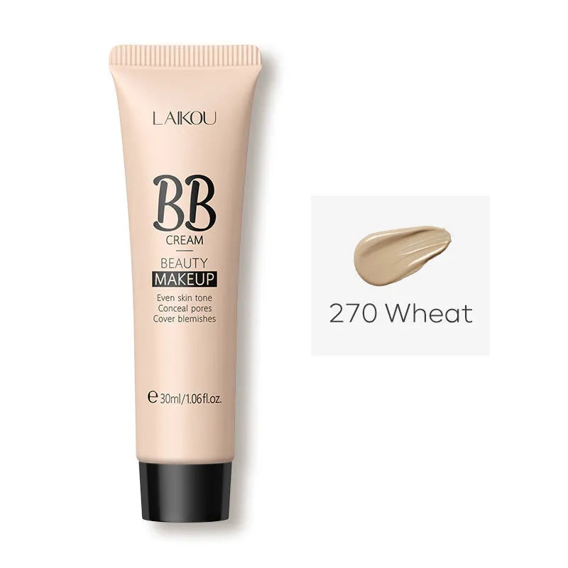 Natural Makeup BB Cream 30ml tube showing nine colour shades including ivory, medium skin, wheat, chocolate, and brown tones