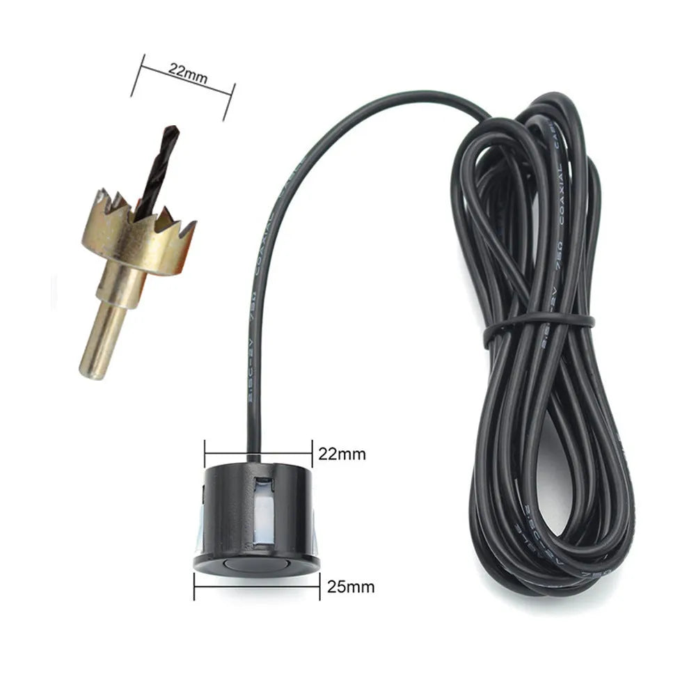 Intelligent wireless reversing sensor system with digital display, LED light bar, and four vehicle probes.