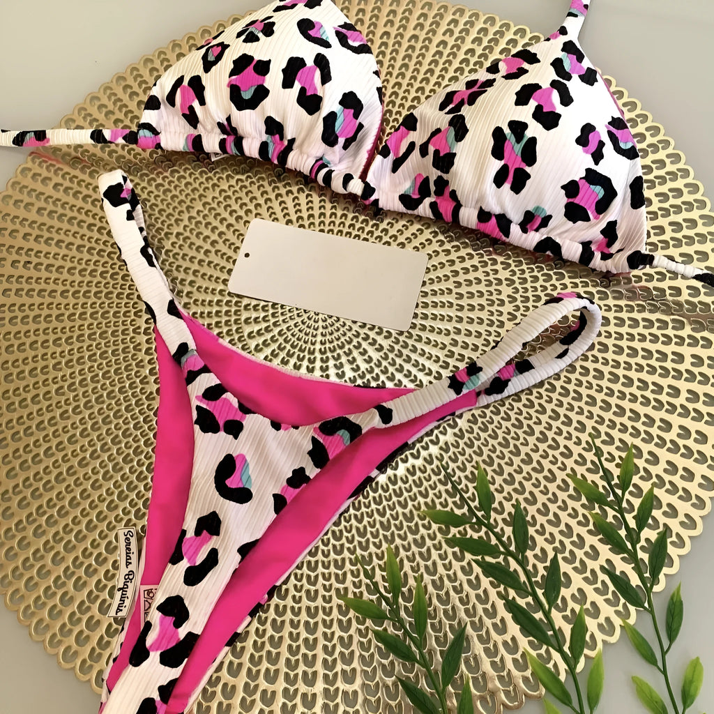 Women's printed bikini swimsuit in quick-dry nylon with cotton lining, shown in colour RT2110.