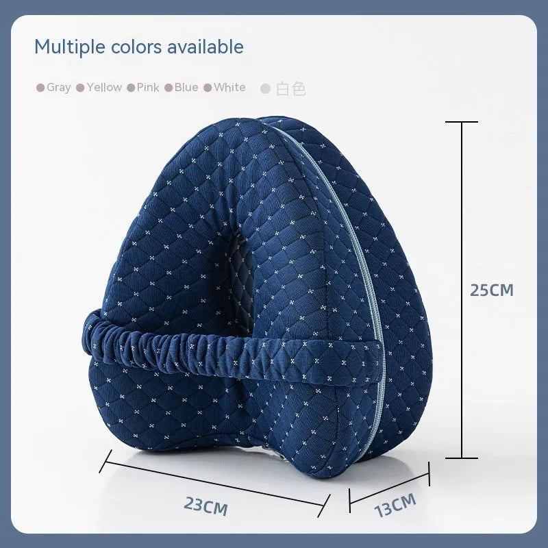 Love heart-shaped memory foam leg pillow in blue colour showing contouring support design
