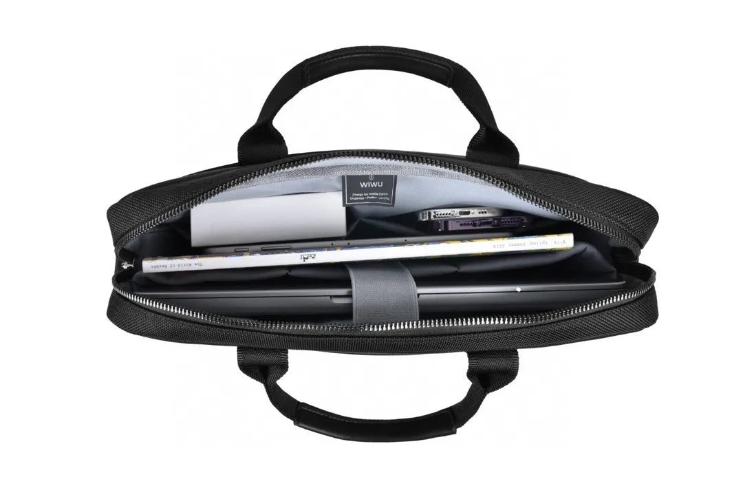 Black multi-pocket laptop backpack with organiser compartments and separate computer layer