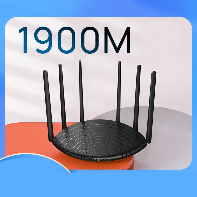 TL-WDR7661 AC1900 Gigabit wireless router with compact black design on a desk