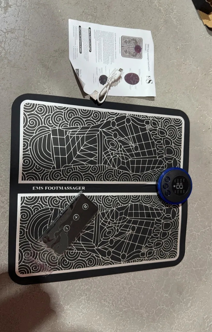 Remote control foot massage cushion with LCD display and leather upholstery