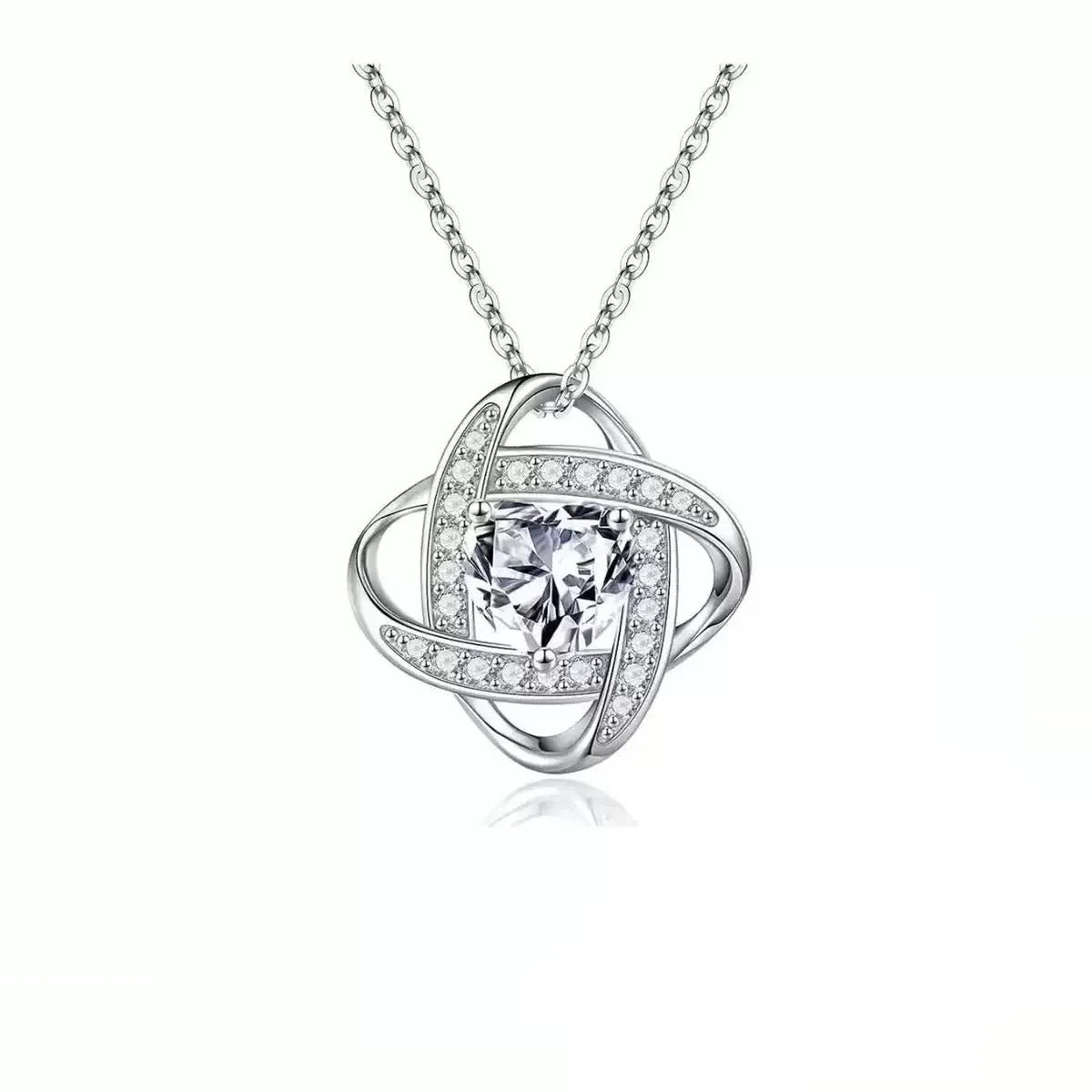 Women's heart necklace with electroplated copper pendant in platinum colours on Tibetan silver chain