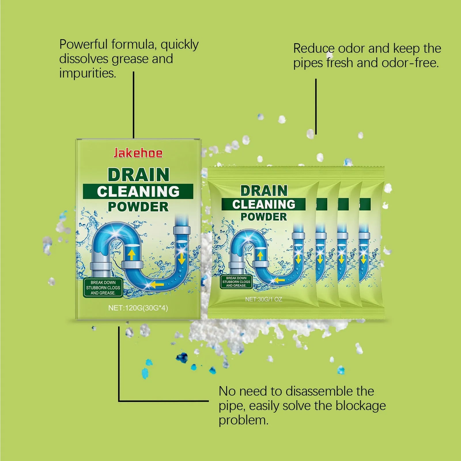 120g sodium hydroxide drain cleaning powder for unblocking sinks
