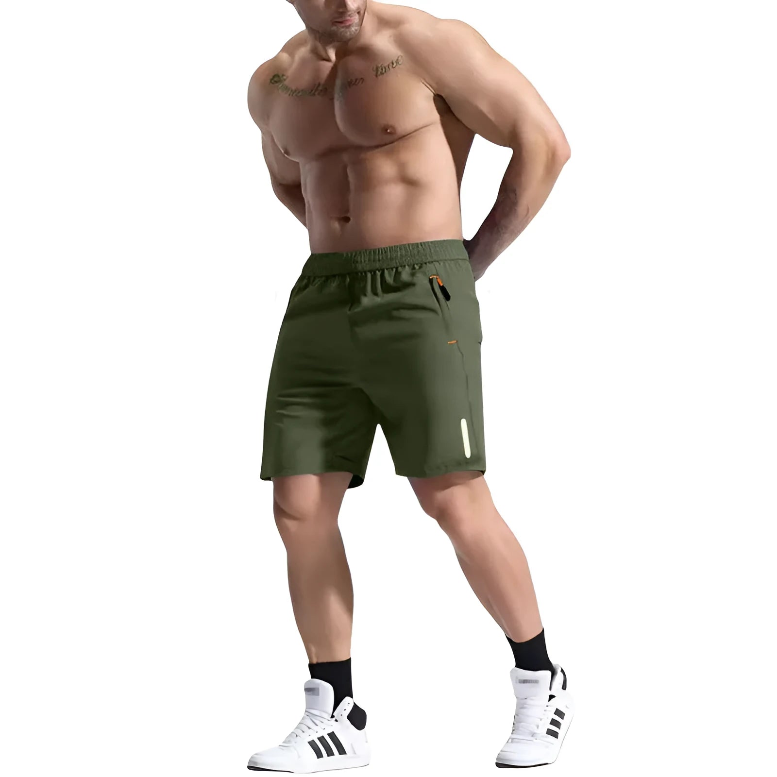 Men's grey bamboo fibre sports shorts with an elastic drawstring waistband.