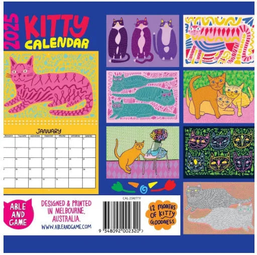 A3 sized cat-themed wall planner calendar for 2024 or 2025
