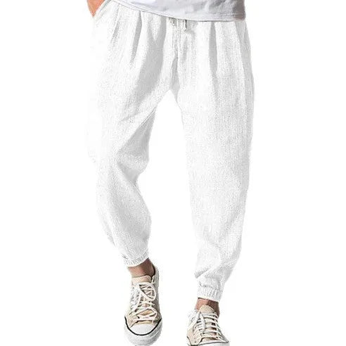 Men's casual cotton banded ankle pants in loose fit available in multiple colours