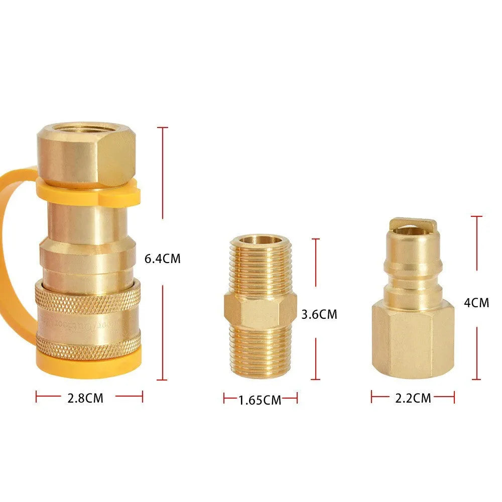 Gold-coloured solid brass 3/8 American standard gas propane tank charging connector