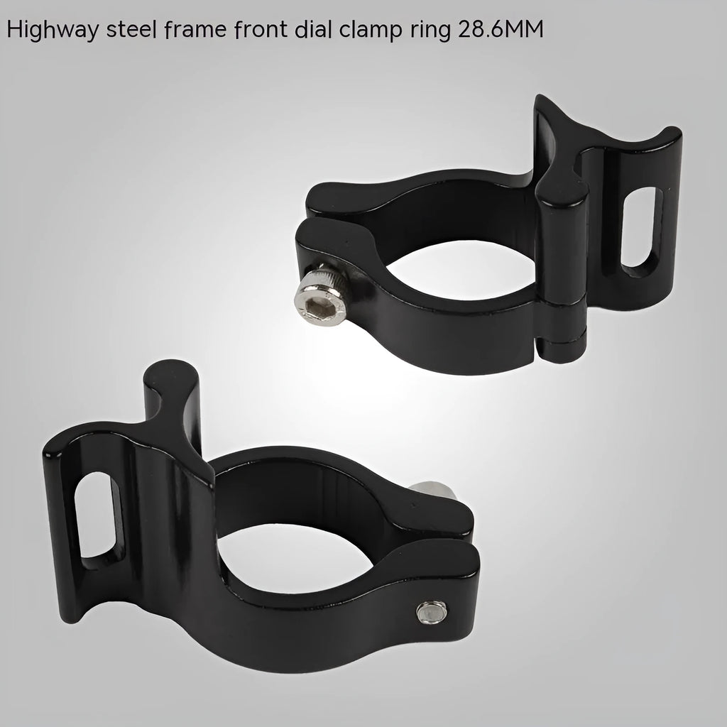 Black aluminium alloy vehicle clamp ring showing 28.6mm diameter measurement
