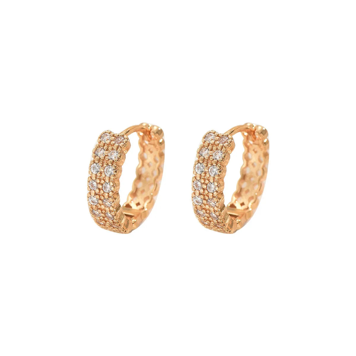Geometry pattern copper ear studs with round, dot and ring elements in European-American style