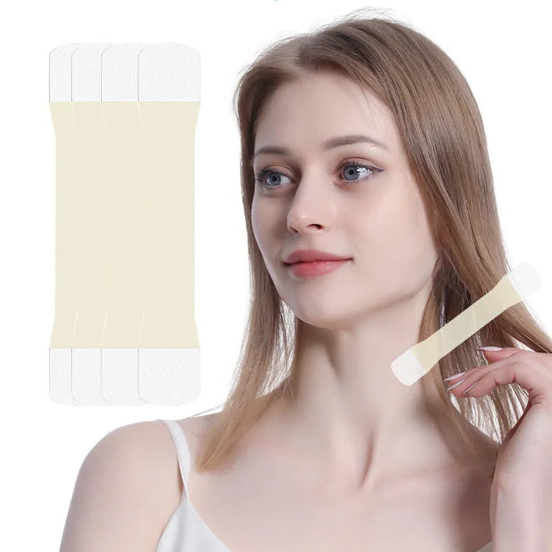 Skin tone neck firming adhesive tape with 4 packs and 20 patches for invisible neck support