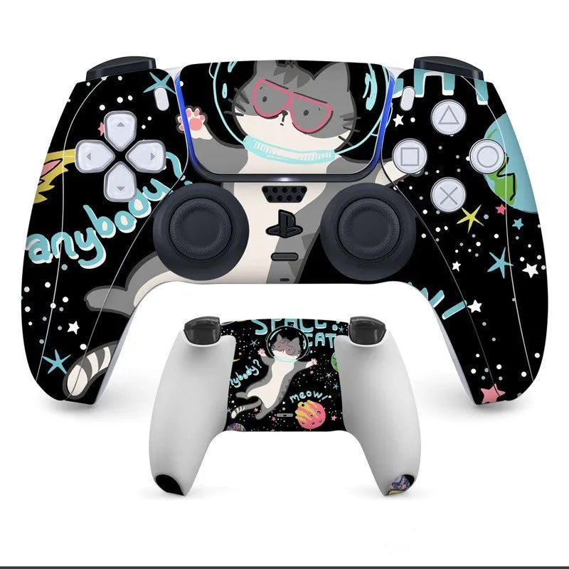 Set of micro-frosted PVC protective stickers for PS5 controller, front and back.