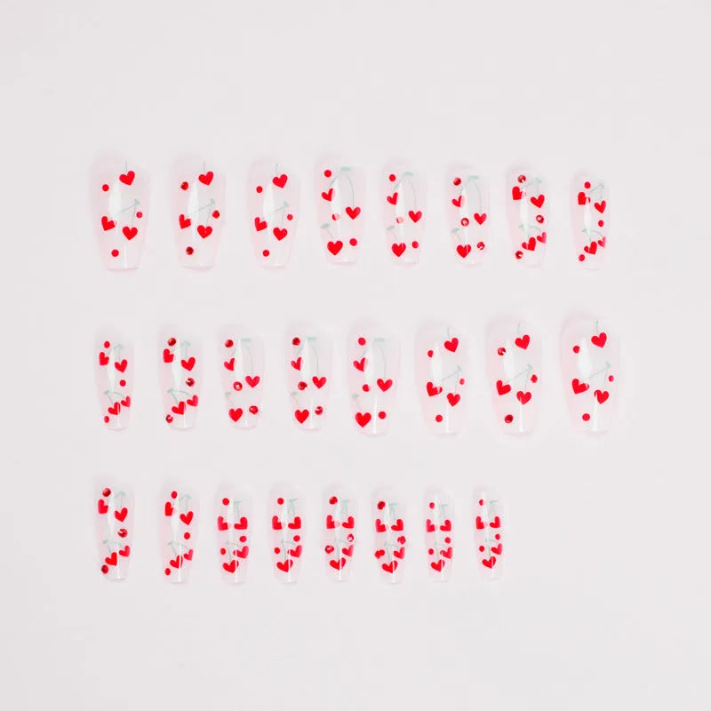 French Love Red Diamond Small Cherry Wear Armor sheets in JP1601 colour with adhesive for nail art