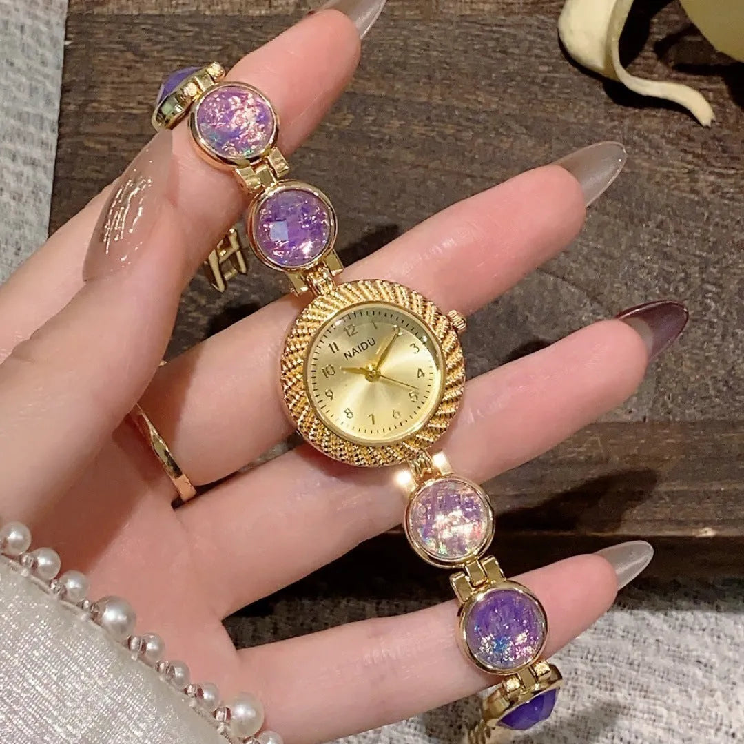 Women's quartz watch with round 25mm dial in one of six colour options.