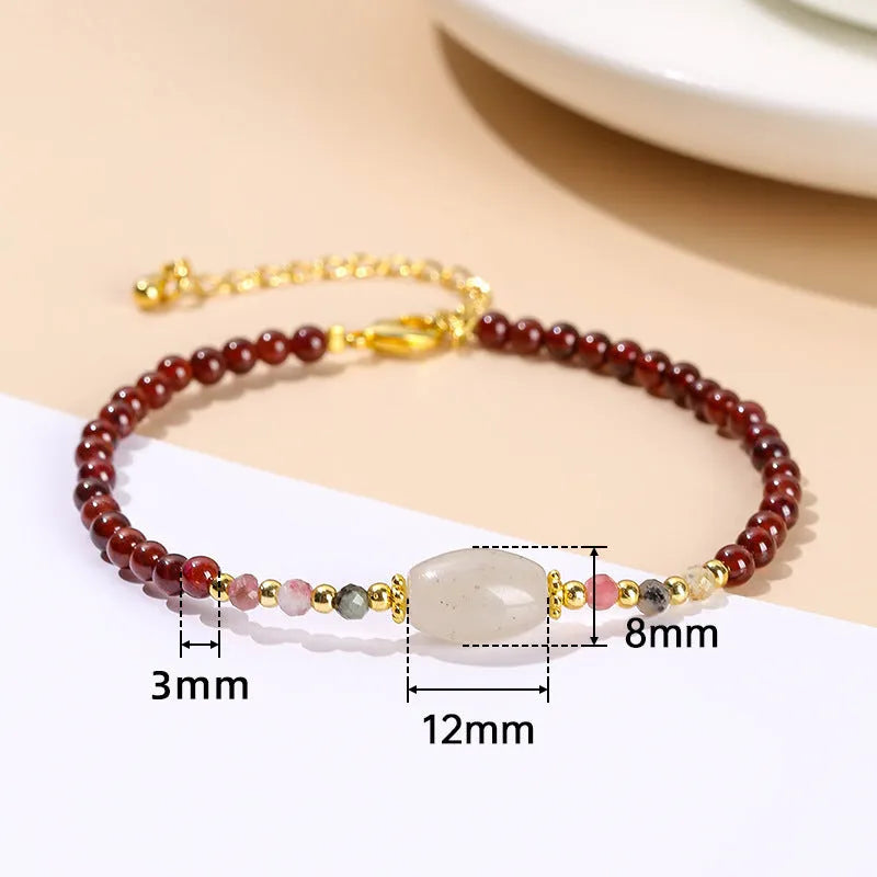 Handmade girls bracelet with natural agate, crystal beads in four colours, and cute fruit and animal shapes.