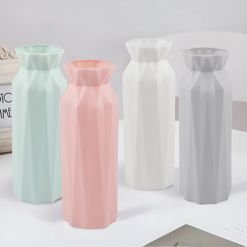 Drop-resistant melamine vase in gray green pink or white with 7.2cm base for office home hotel display
