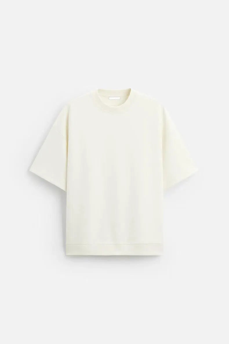 Men's double-sided texture short sleeve and shorts set in polyester fabric with loose fit