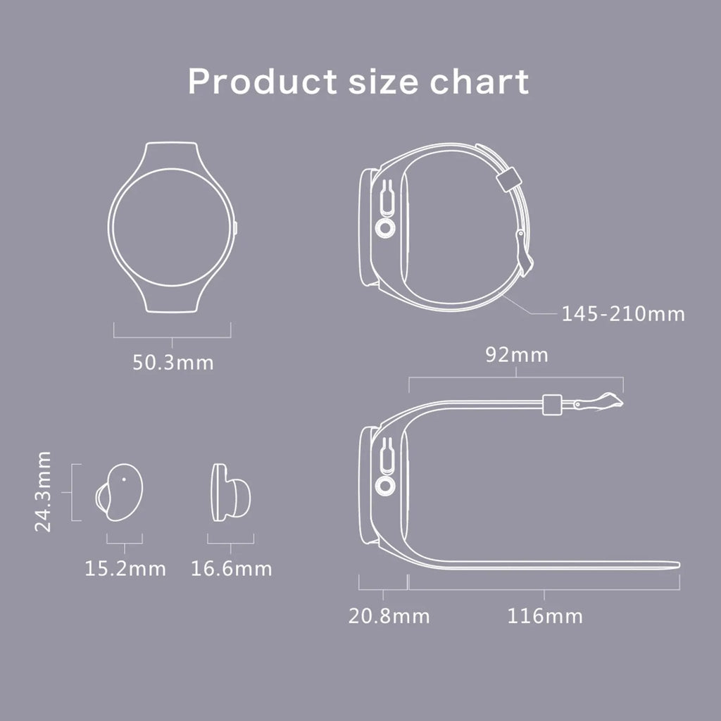 Black detachable smart bracelet and Bluetooth headset combo showing colour screen and earbuds.