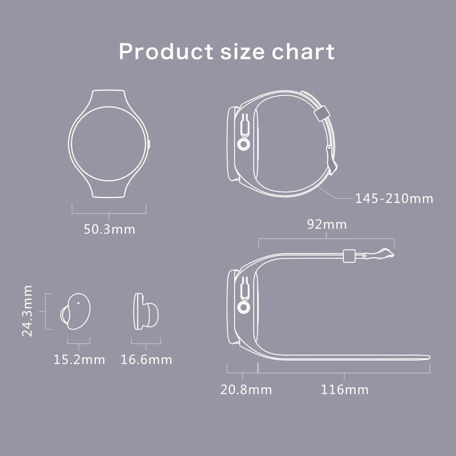 Black detachable smart bracelet and Bluetooth headset combo showing colour screen and earbuds.