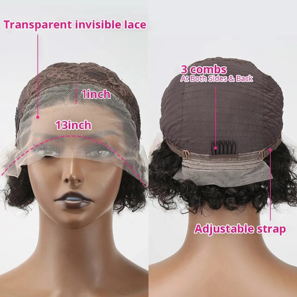 Black human hair lace front wig in natural style with 13x1 colouring