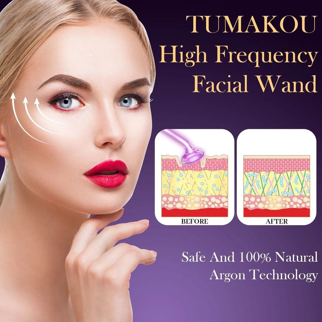 Purple High Wave Electrotherapy Rod six-piece set for professional wrinkle removal treatments