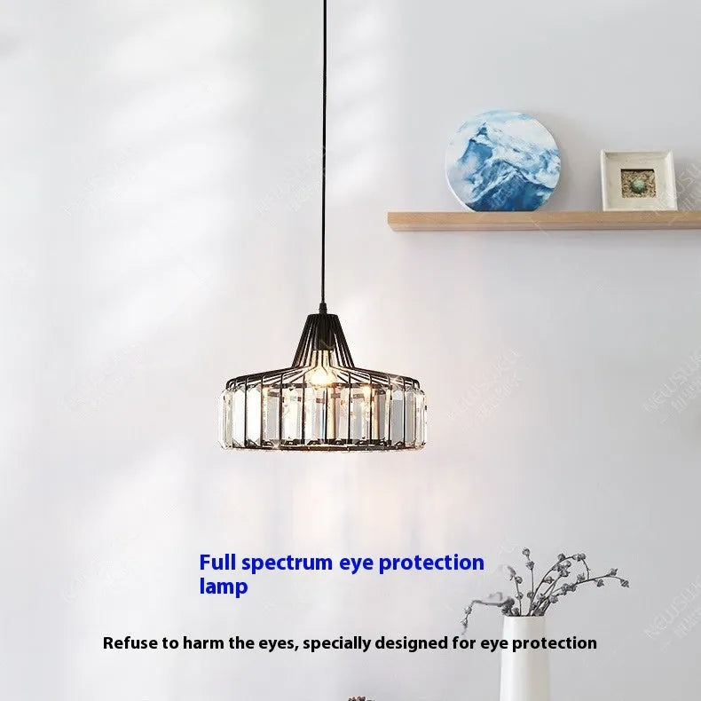 Modern crystal chandelier ceiling lamp with sun lamp design in black iron finish