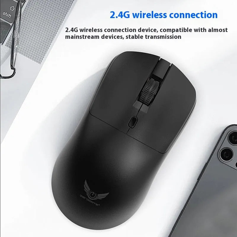 Black wireless mouse with three-gear audio button and photoelectric sensor for laptop computers