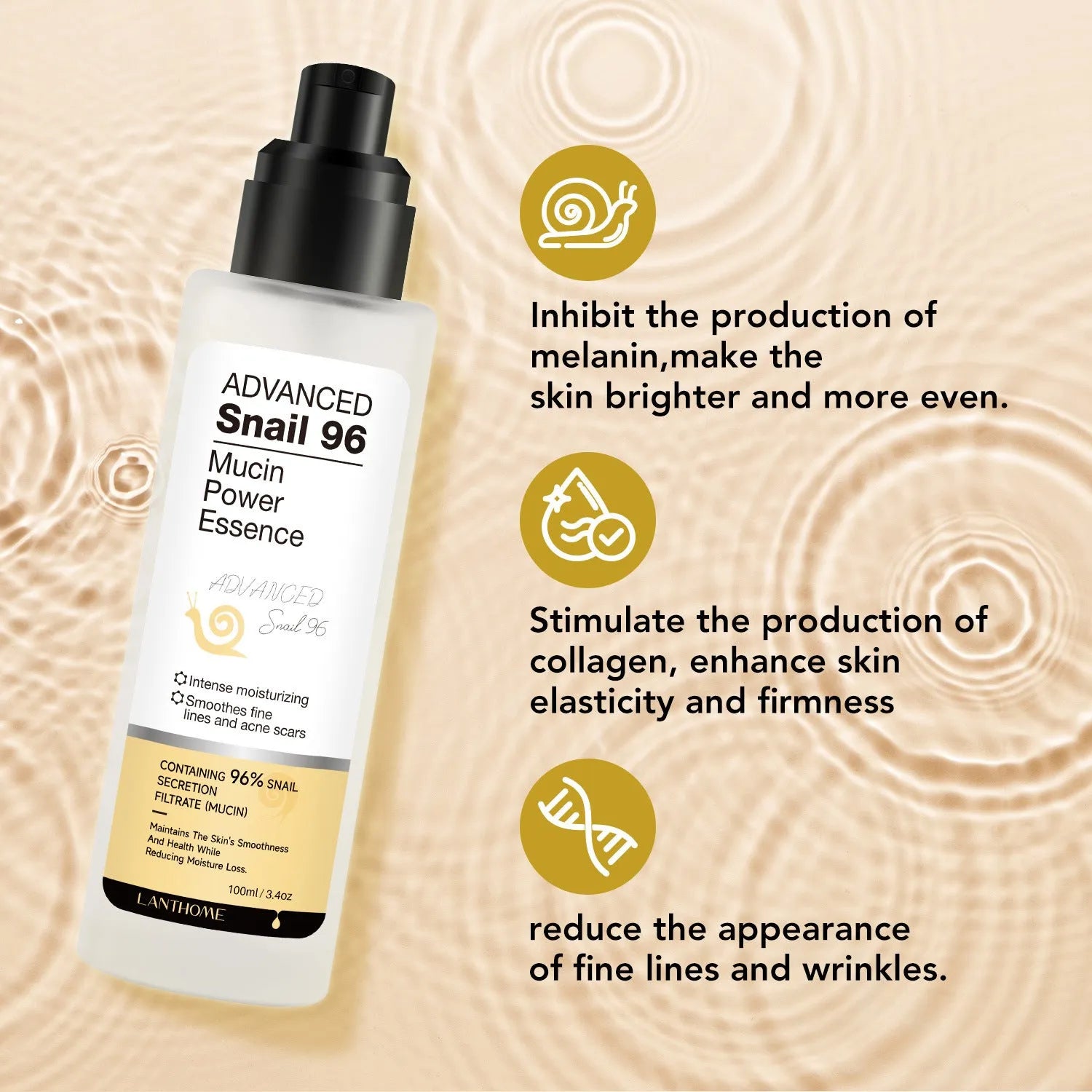 Snail Snail Serum 100ml moisturising facial essence bottle for home skincare routines