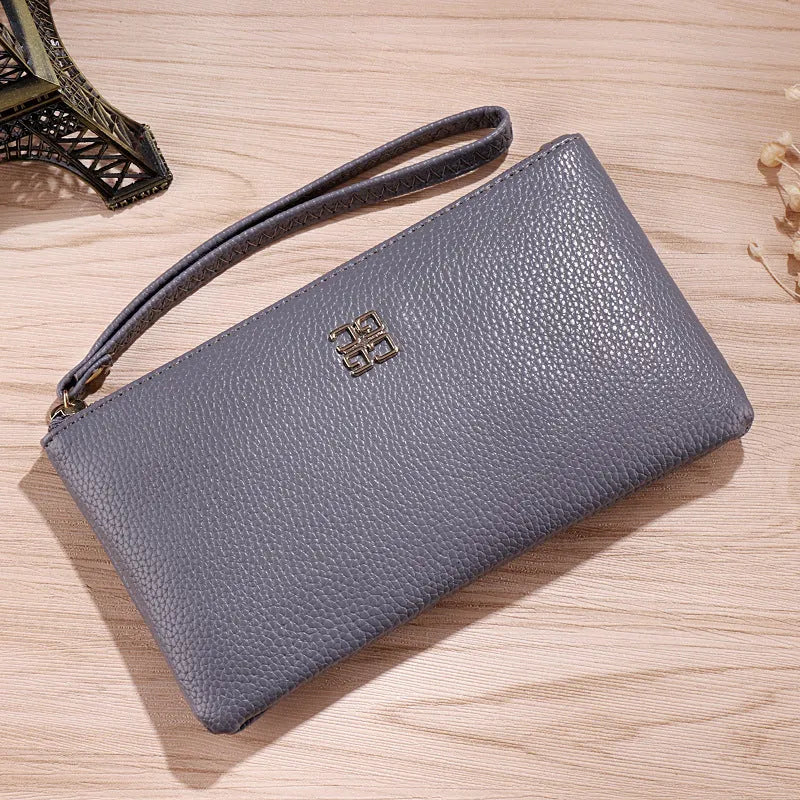 55-inch long PU leather phone wallet handbag with zipper closure in multiple colour options