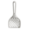 Grey plastic cat litter scoop with attached storage base for litter box cleaning