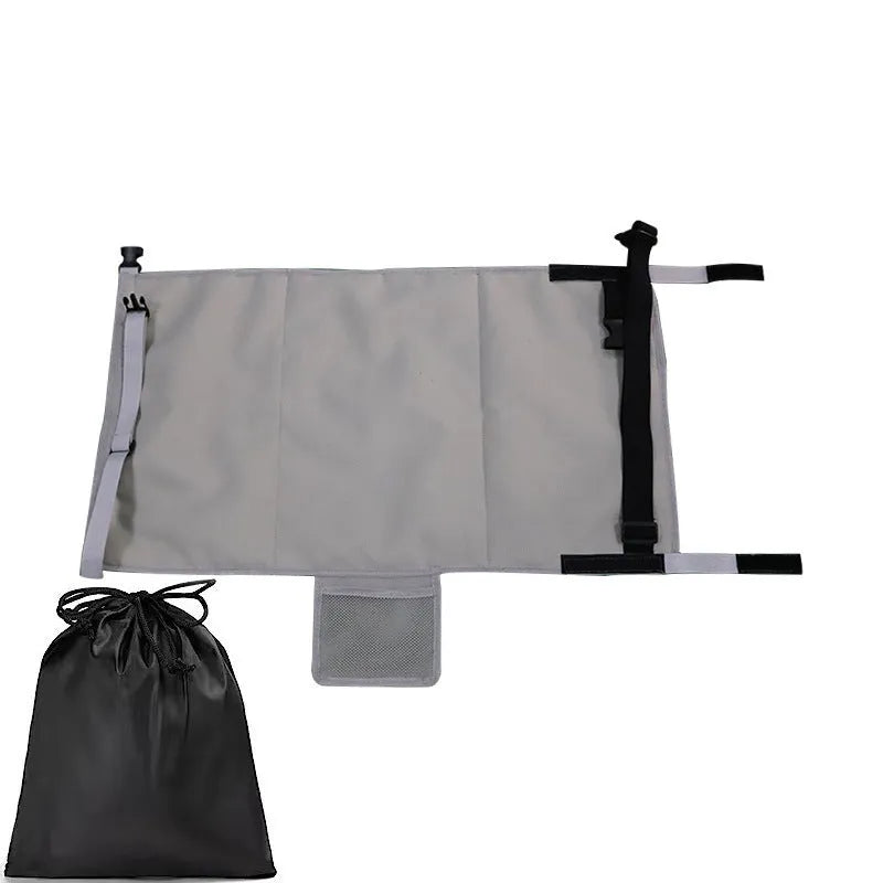 Portable blue children's aircraft pedal seat extender with extension device and drawstring pocket