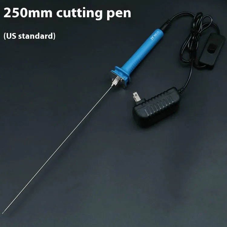Blue electric heating cutter pen for foam cutting with plastic handle and adapter