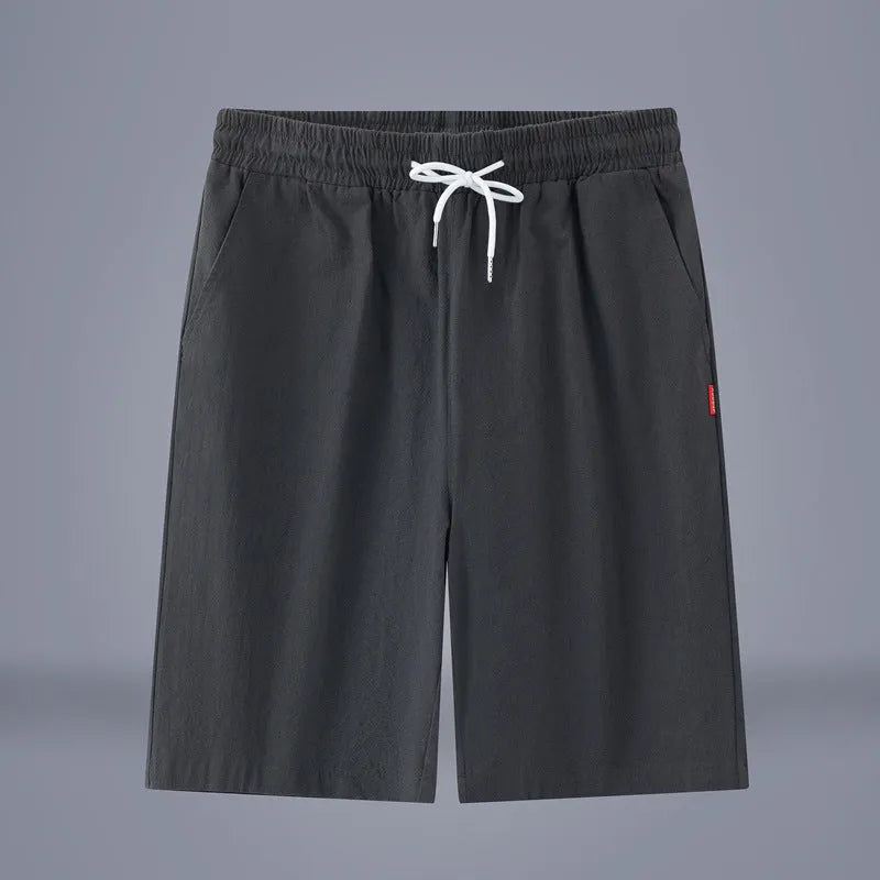 Cotton and linen cropped trousers in solid colours with a drawstring mid-waist