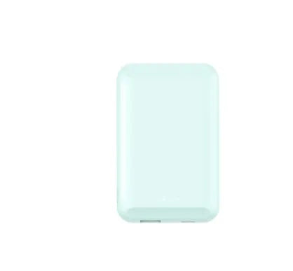 Magnetic wireless power bank in five colours: black, blue, green, pink, white