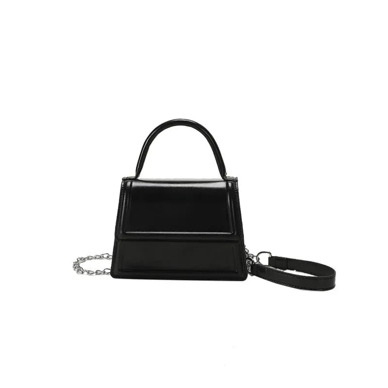 Retro square PU leather crossbody bag in six colours with visible sewing line details.
