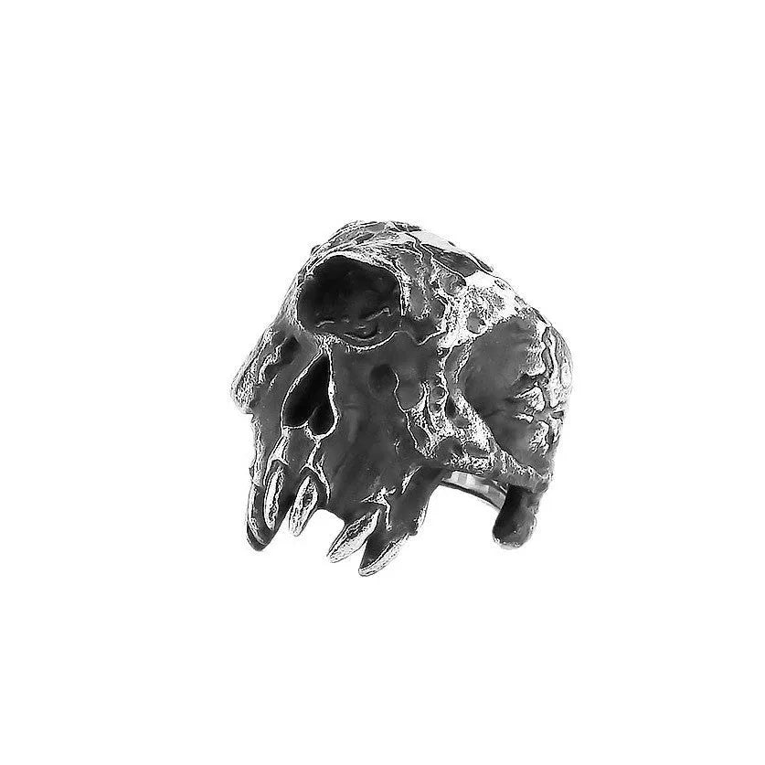 Alloy skull ring for men in punk hip hop style with electroplated finish