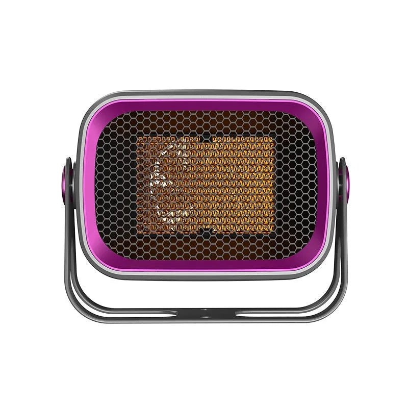 Compact desktop ceramic heater in grey colour with push-button controls