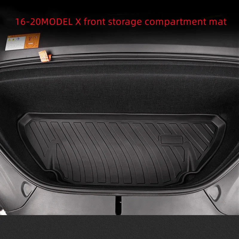 Rubber floor mat with TPE footrest for Tesla Model 3, Y, X, and S cars.